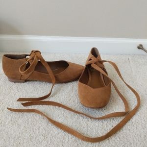 Gianni Binni Brown Suede Wrap Flats (never worn)